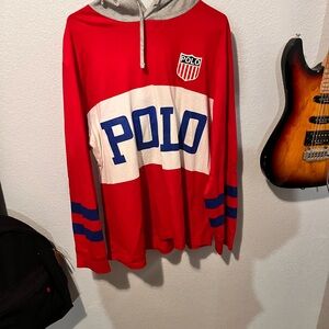 Polo by Ralph Lauren Red and White Crewneck Sweater